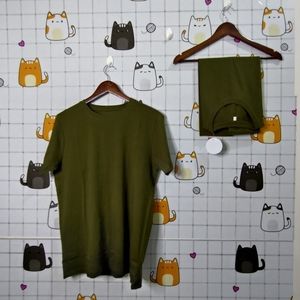 Unisex Round Neck Half | Olive Green